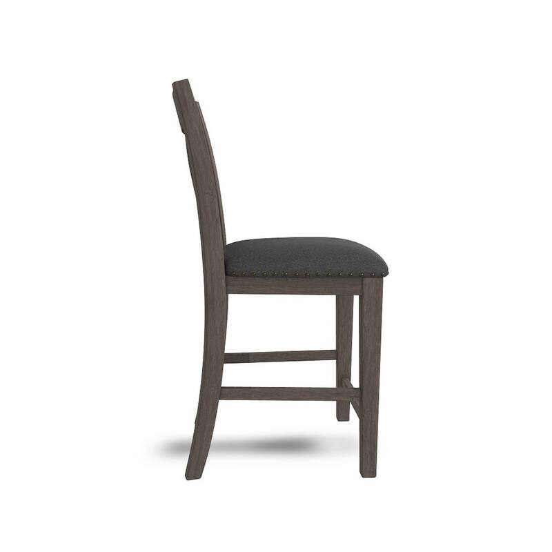 Caity Counter Height Chair Set of 2, Gray Acacia Wood, X Shaped Back