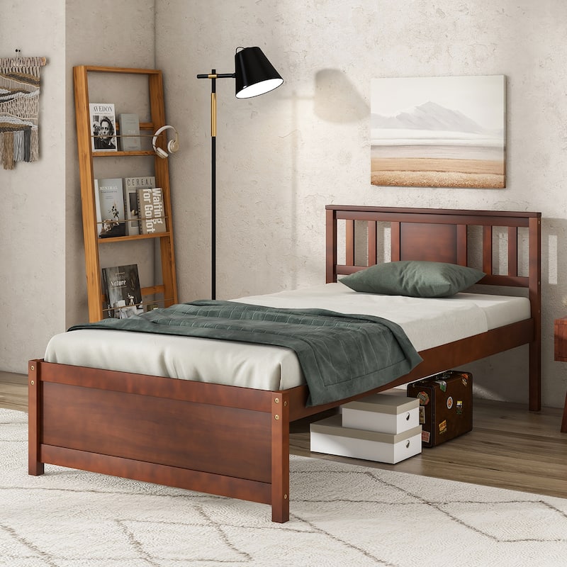 Gymax Twin/Full/Queen Size Bed Frame w/ Headboard Wood Slat Support No