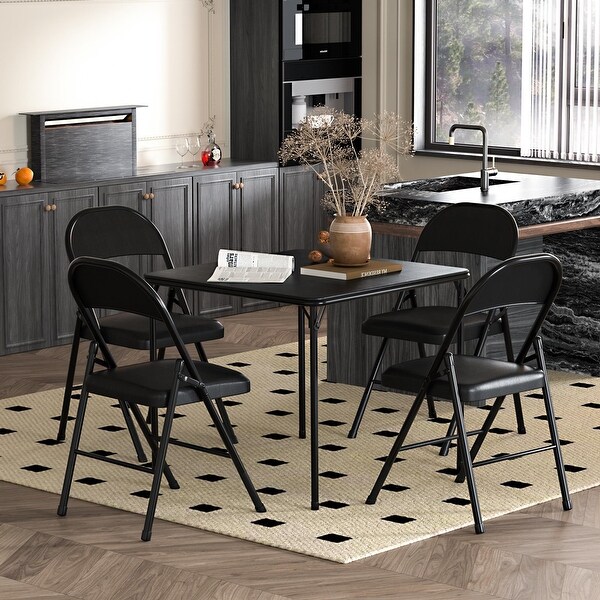 VECELO Dining Chairs Set of 4/8, Beige/Black Folding Chairs