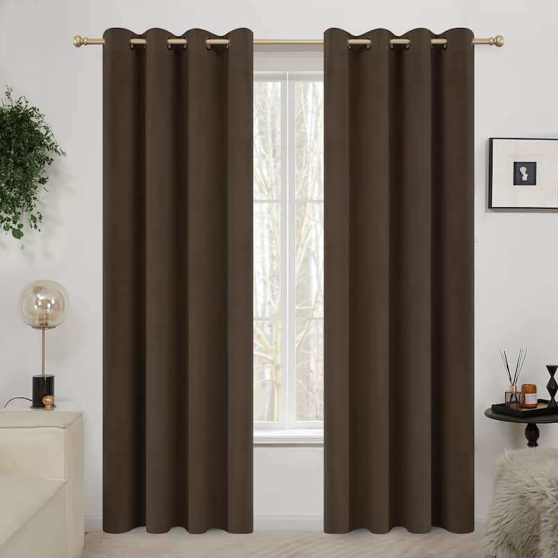 Deconovo Velvet Blackout Curtains, 2 Panels, Thermal Insulated