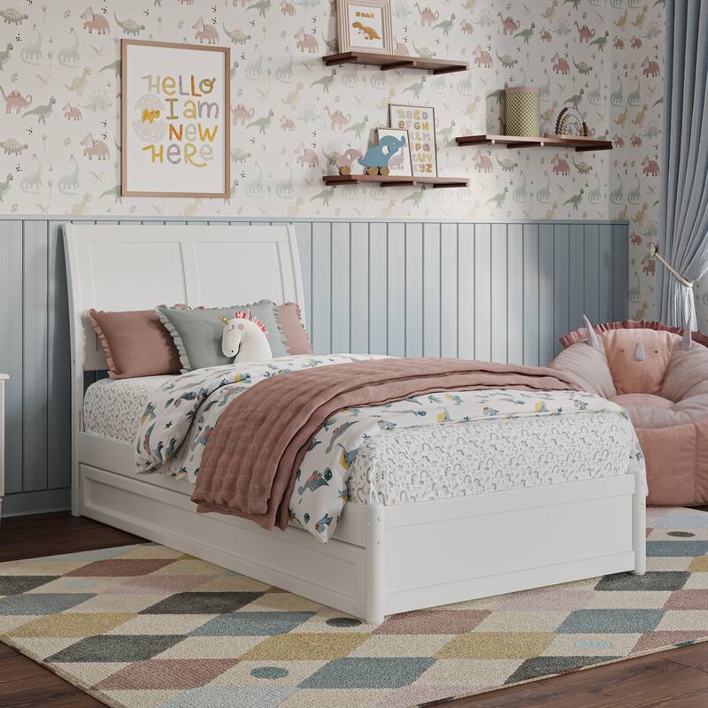 Andorra Platform Bed with Panel Footboard and Twin Trundle