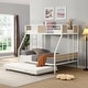 preview thumbnail 1 of 22, Twin Over FULL Metal Bunk Bed with Trundle 2-Side Ladder and Full-Length Guardrail, No Box Spring Needed Brown+White
