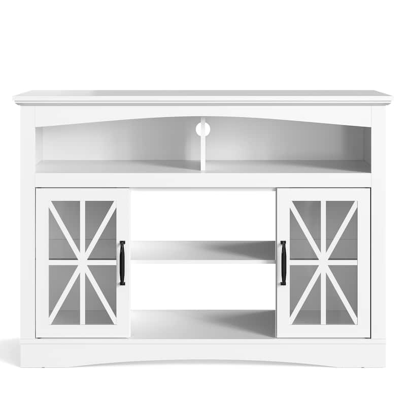 47'' Farmhouse TV Stand with Adjustable Shelves - White