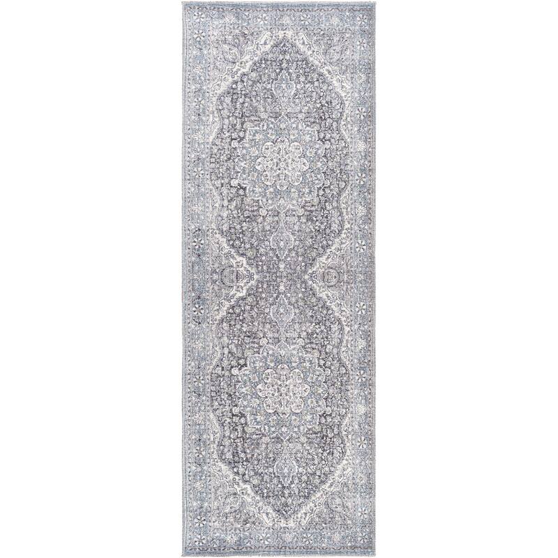 Livabliss Duquette Persian Medallion Printed Machine Washable Area Rug - Grey - 2' 7" x 7' 3"