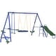 preview thumbnail 7 of 6, 616 lbs Swing Set, 5 in 1 Heavy-Duty A-Frame Stand Outdoor Playset - Blue