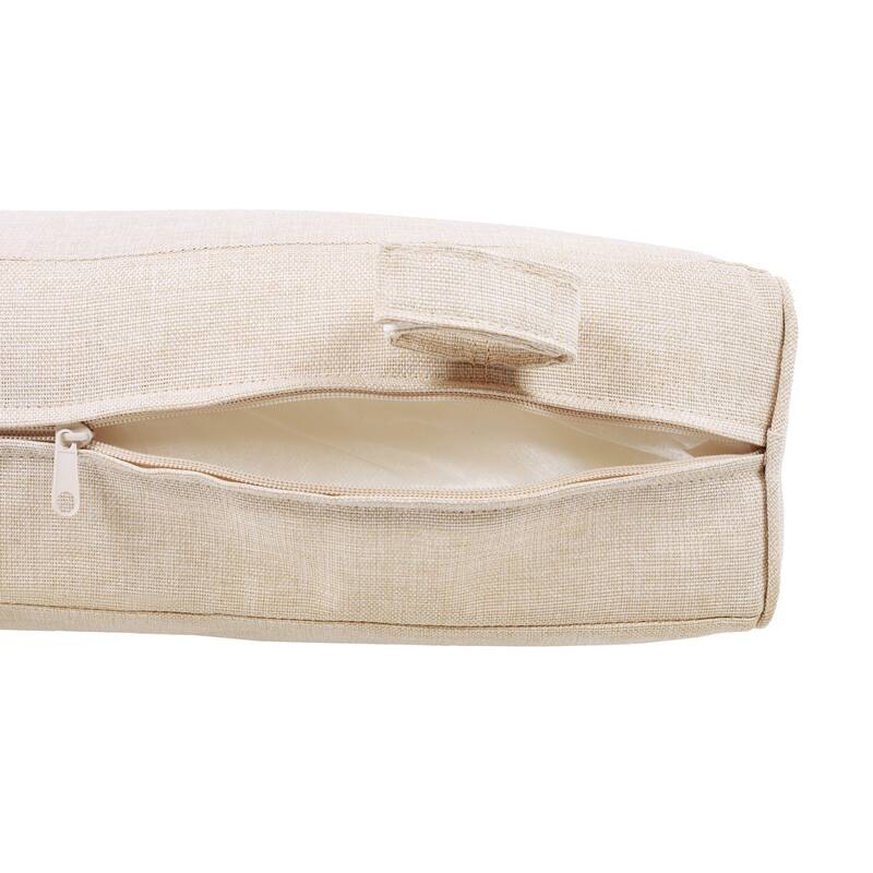 Roomfitters Outdoor Patio Lounge Chair, Acacia Wood Frame with Beige Cushions, Modern Club Chair for Garden Deck