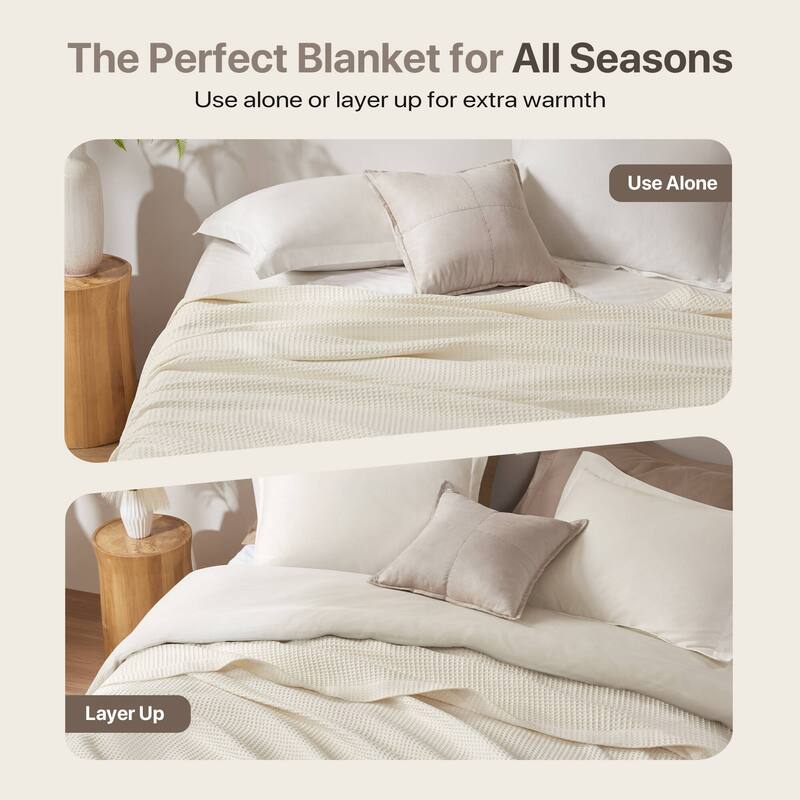 Madison Park Waffle Weave Cotton Blanket