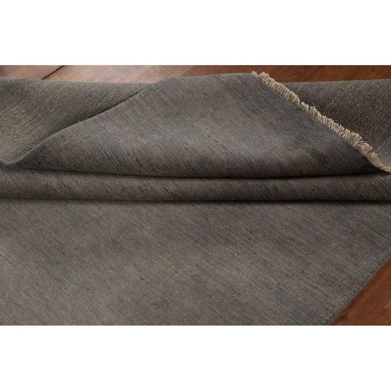 Modern Gray Blue Gabbeh Oriental Area Rug Handmade Wool Carpet - 5'0" x 6'5"