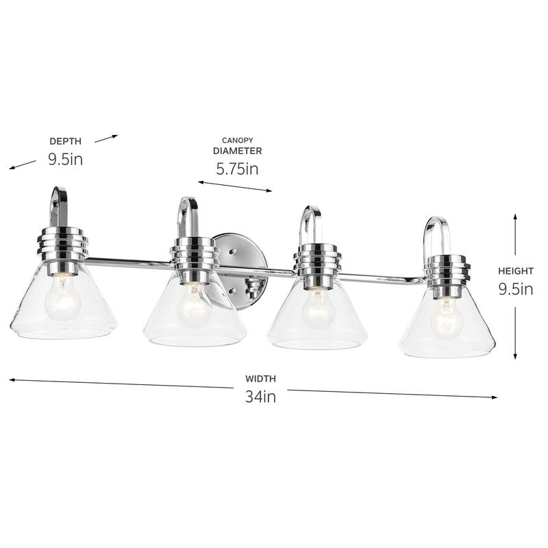 Kichler Lighting Farum 34" 4-Light Vanity Light with Clear Glass in Chrome