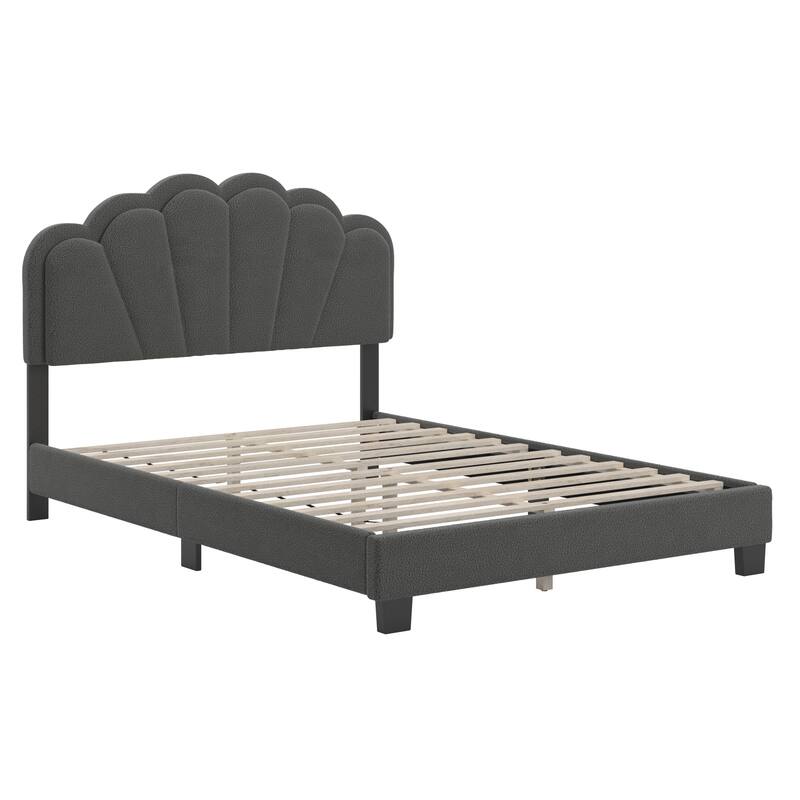Wacissa LED Headboard Boucle Queen Platform Bed by iNSPIRE Q Modern