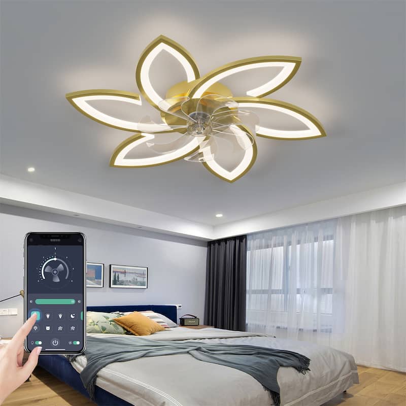 Modern Ceiling Fan with Lights Remote Control, 3 Light Color 6 Speeds