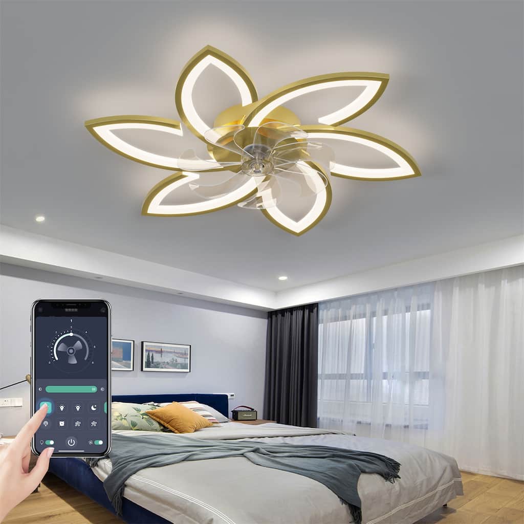 Modern Ceiling Fan with Lights Remote Control, 3 Light Color 6 Speeds