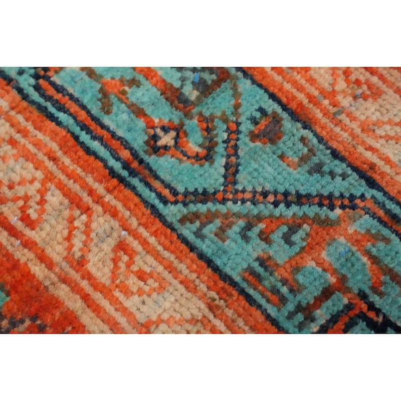 Hand Knotted Oriental 100% Wool Carpet Traditional All-Over Oranges & Rust Botemir Runner Rug - 10' 4'' X 3' 5''