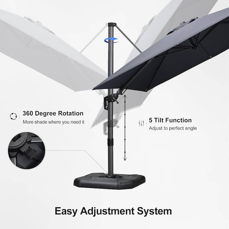 PURPLE LEAF 9 ft Left-right Tilting Patio Cantilever Umbrella with 360-degree Rotation