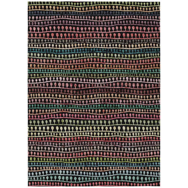 HomeRoots Striped Transitional Rectangle Outdoor Rug