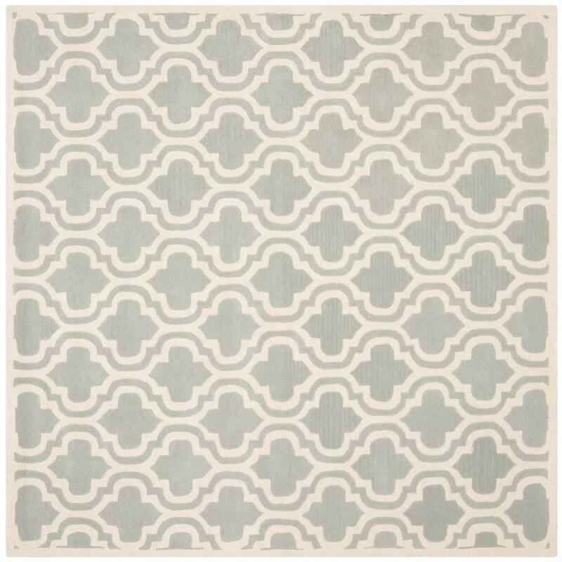 SAFAVIEH Handmade Chatham Sieghilde Modern Moroccan Wool Rug - 7' Square - Grey/Ivory