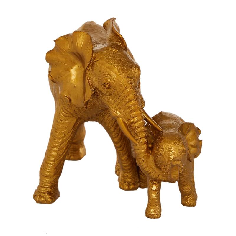 Gold Polyresin Stacked Elephant Decorative Sculpture