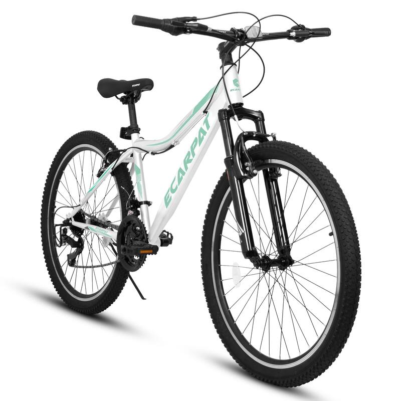 Mountain Bike - Carbon Steel Frame, 21-Speed, V-Brake, Front Suspension, Teenagers/Girls/Women - 26