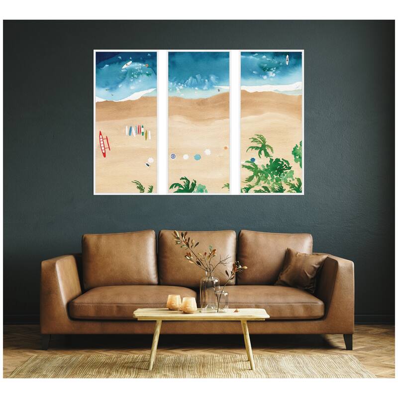 Kate and Laurel A Day of Play Vibrant 3 Piece Framed Canvas Wall Art Set by Janet Meinke Lau