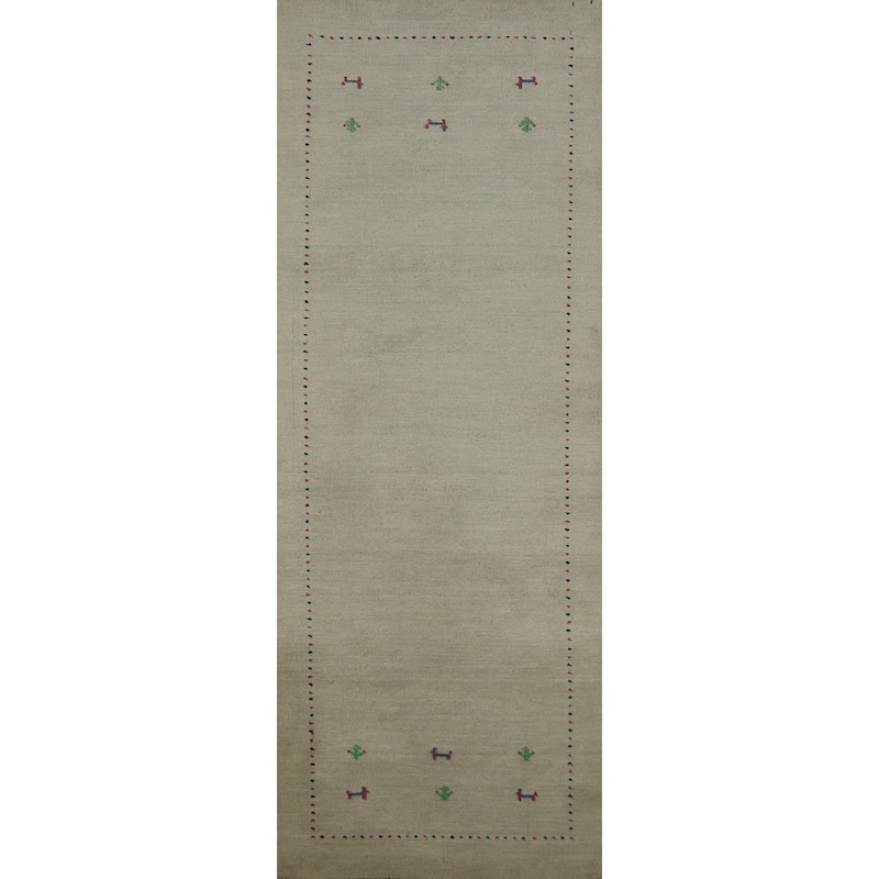 Gabbeh Indian Runner Rug Hand-Knotted Wool Carpet - 2'5" x 7'11"