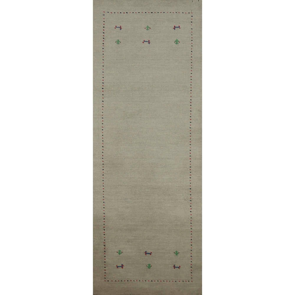 Gabbeh Indian Runner Rug Hand-Knotted Wool Carpet - 2'5" x 7'11"
