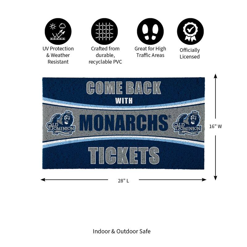 Old Dominion University 28 in. x 16 in. PVC "Come Back With Tickets" Trapper Door Mat