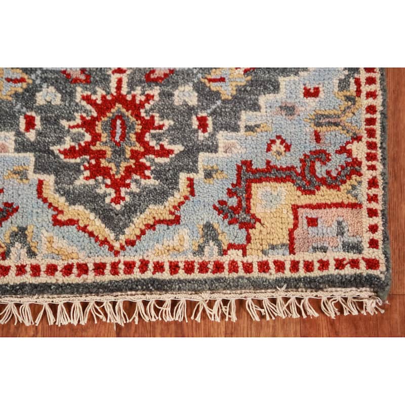 Hand Knotted Oriental 100% Wool Carpet Traditional Medallion Greys & Charcoal Kazak Area Rug - 3' 0'' X 2' 0''
