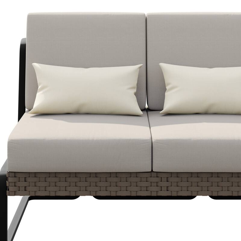 Corvus Akrotiri Outdoor Wicker Armless Loveseat - Grey