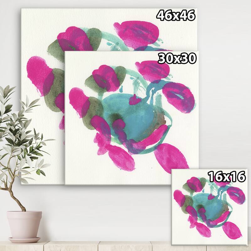Designart "Fuchsia And Blue Scribble IV" MidCentury Modern Canvas Wall