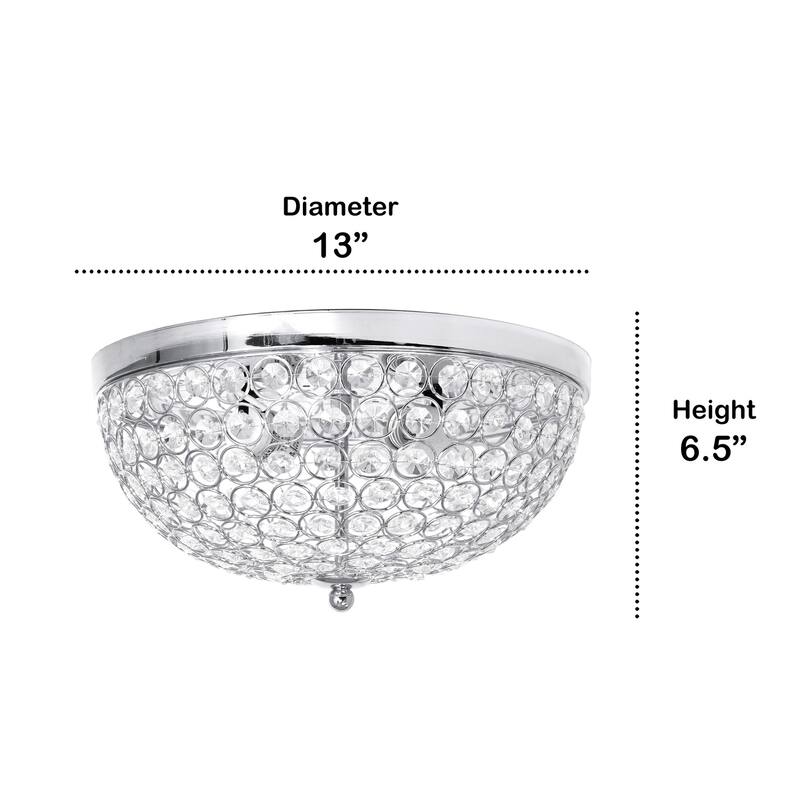2 Light Flush Mount Ceiling Light - Chrome Finish Modern Chandelier - 6.5