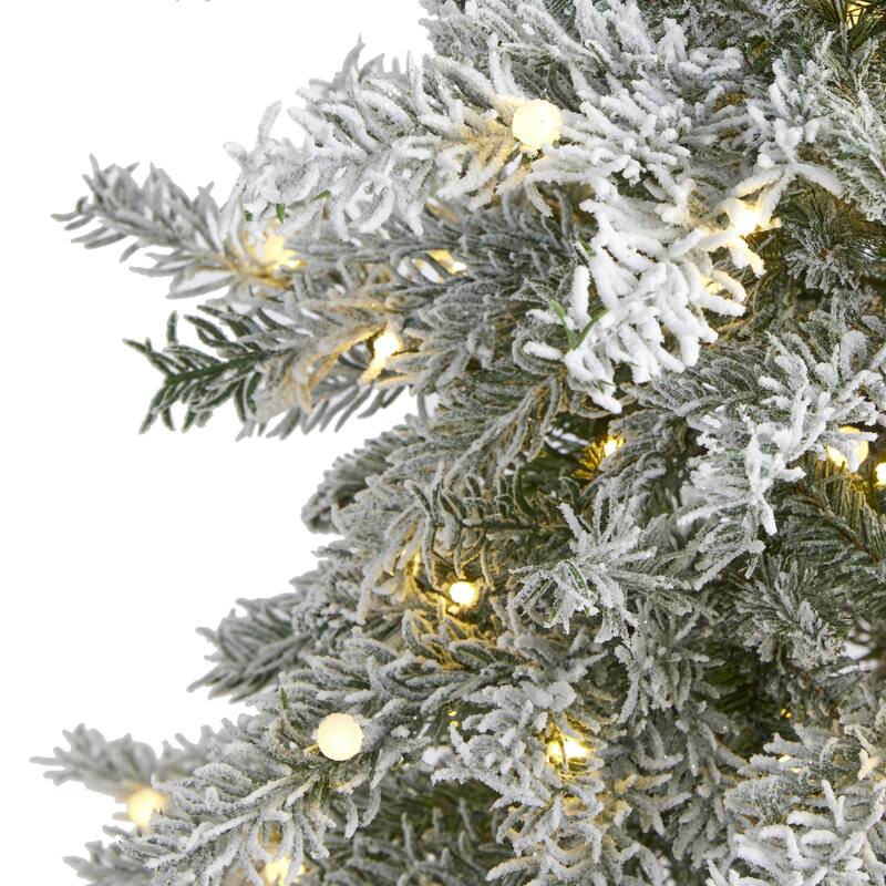 5Ft Slim Artificial Spruce Christmas Tree with Warm White LED Lights - Holiday Decor - Green - 60