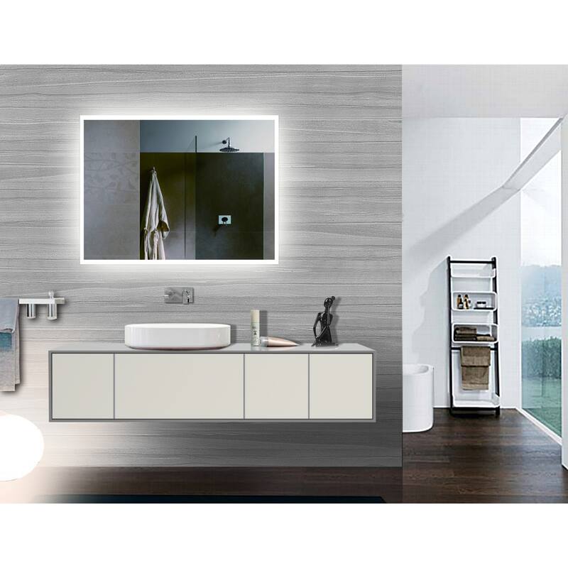 Miseno 48" W x 24" H Rectangular Frameless Wall Mounted Mirror with