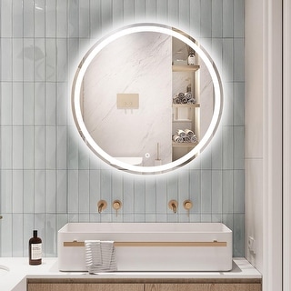 Round Frameless LED Light Wall Mount Bathroom Vanity Mirror - Bed Bath ...