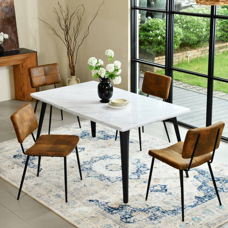Homy Casa 5-Piece Modern Dining Set with Rectangular Table and Upholstered Side Chairs