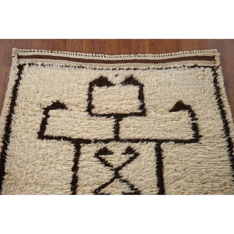 Beige Anatolian Runner Rug Handmade Turkish Wool Carpet - 3'3"x 9'7"