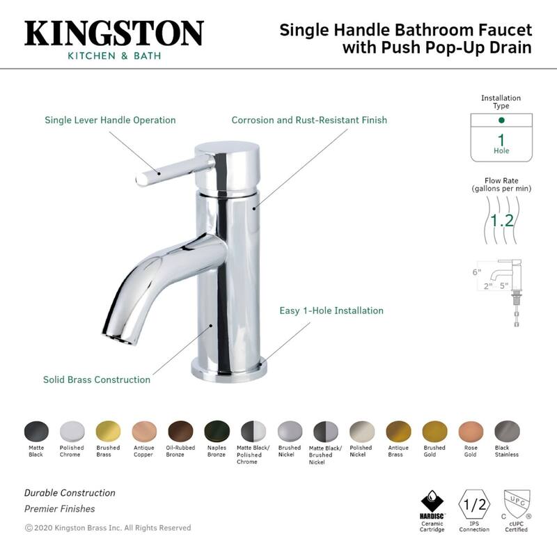 Kingston Brass Concord Single-Handle Bathroom Faucet with Push Pop-Up