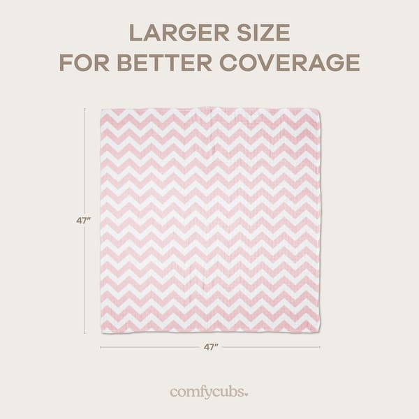 dimension image slide 1 of 9, Muslin Swaddle Blankets, Pack of 4, 47" x 47" by Comfy Cubs