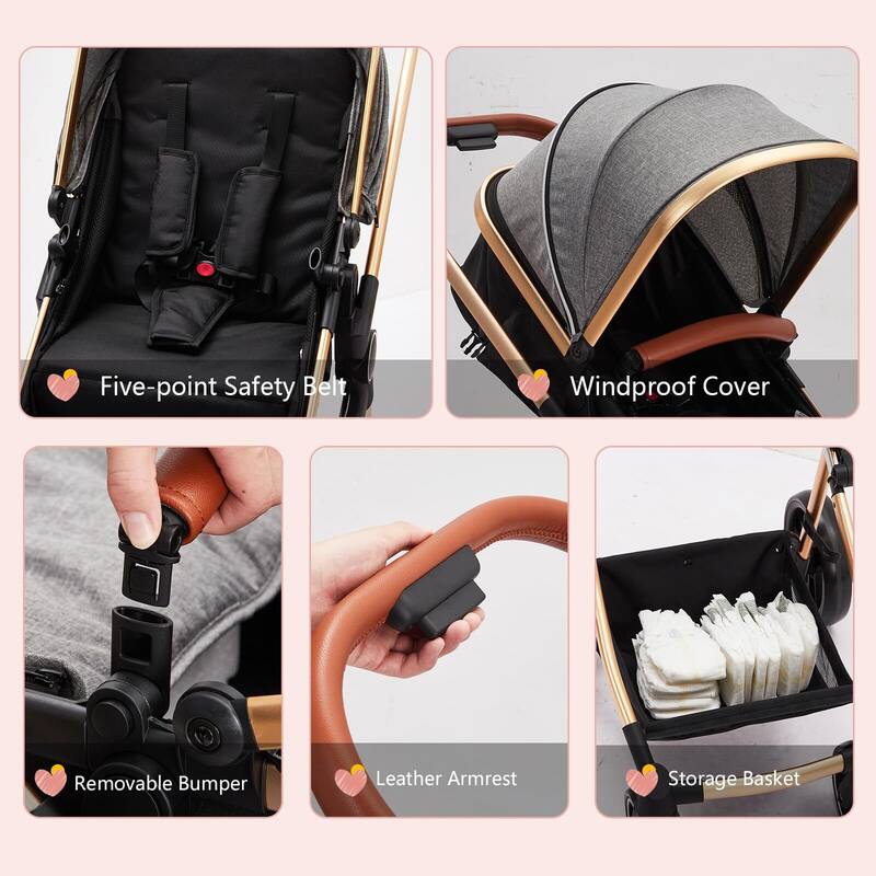 Convertible Baby Stroller, 3 in 1 Reversible Bassinet Stroller for Newborn