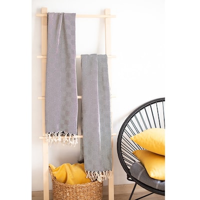 Turkish Cotton Handwoven Set of 2 Throw Blankets with Tassels
