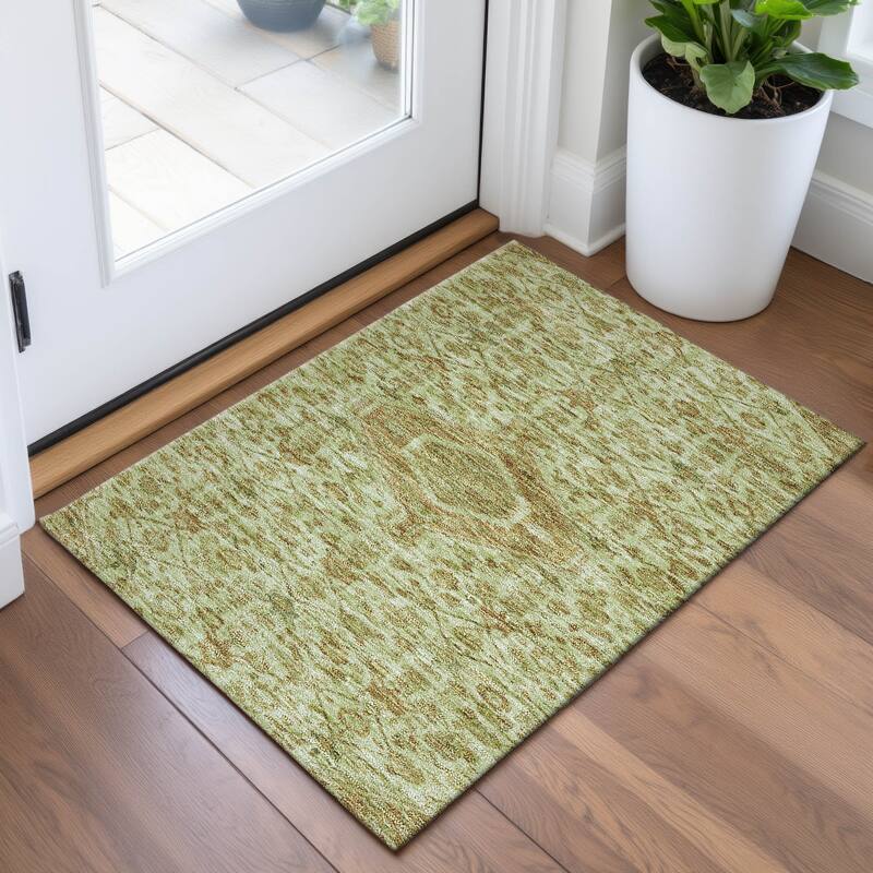 Premium Washable Super Soft Traditional Global Mayfield Rug - Sage - 1'8" x 2'6"