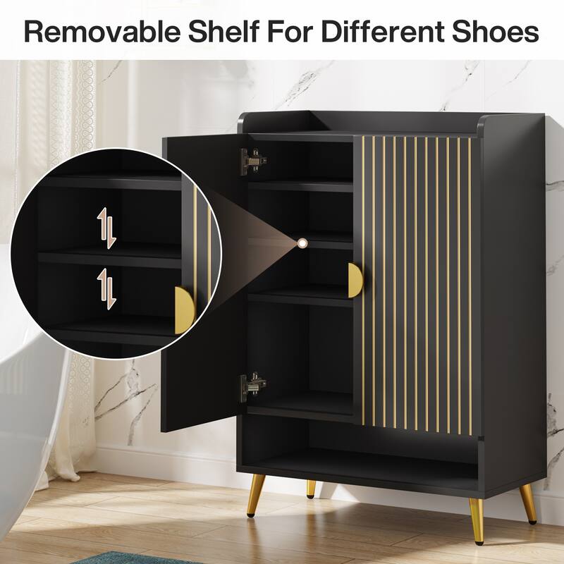 6-Tier Shoe Cabinet with Doors and Adjustable Shelves