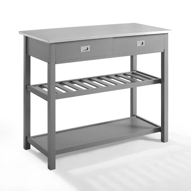 Crosley Chloe Stainless Steel Top Kitchen Island/Cart - 37"H x 42"W x 20"D