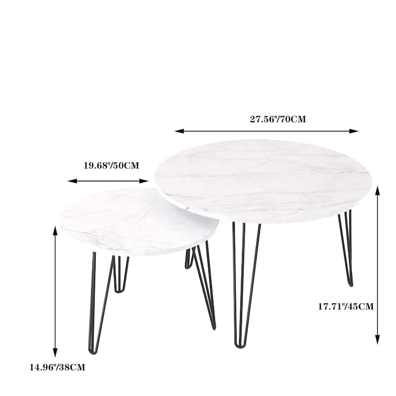 Wood End Table Coffee Table Dining Table Set of 2 with Iron Legs Sofa Table Display Table Office Table for Bedroom