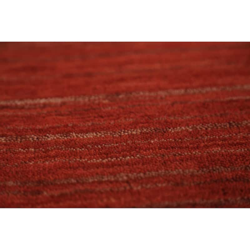 Orange Tribal Gabbeh Oriental Area Rug Handmade Wool Carpet - 6'9" x 9'9"