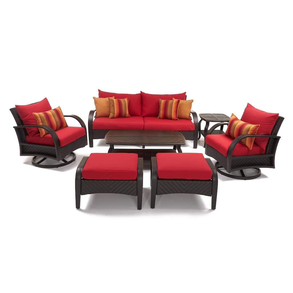 Barcelo 7 Piece Sunbrella Outdoor Patio Motion Club Set - Sunset Red