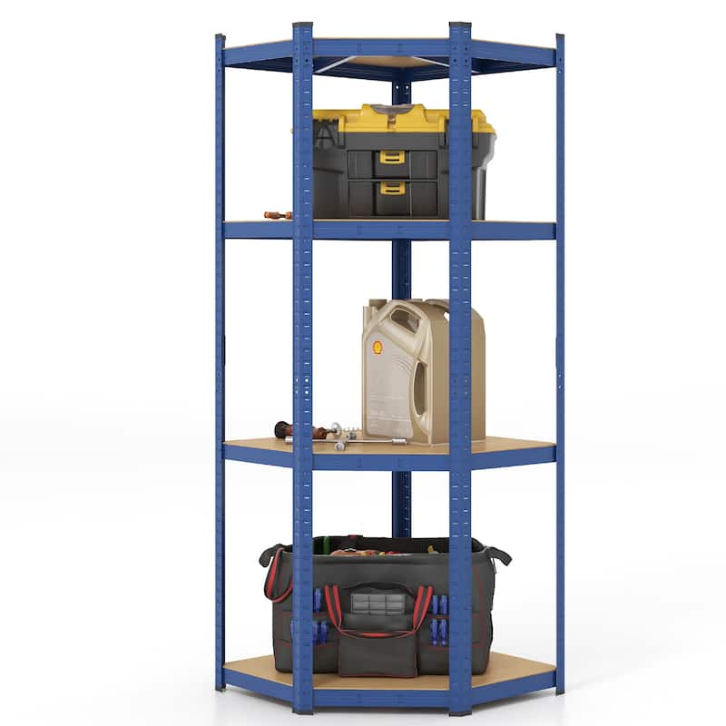 Gymax 4-Tier Adjustable Garage Storage Utility Rack Corner Shelving - Blue