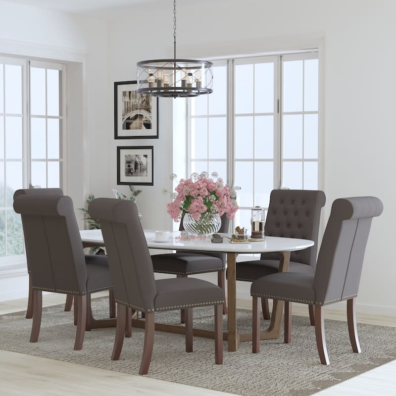 6PK Parsons Chairs-Rolled Back, Accent Nail Trim