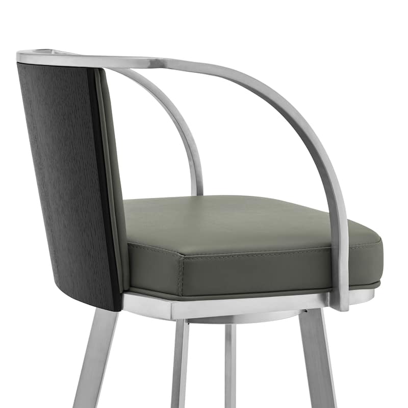 Sandringham 30" Gray Faux Leather and Metal Swivel Bar Stool - Bar Height - 29-32 in.