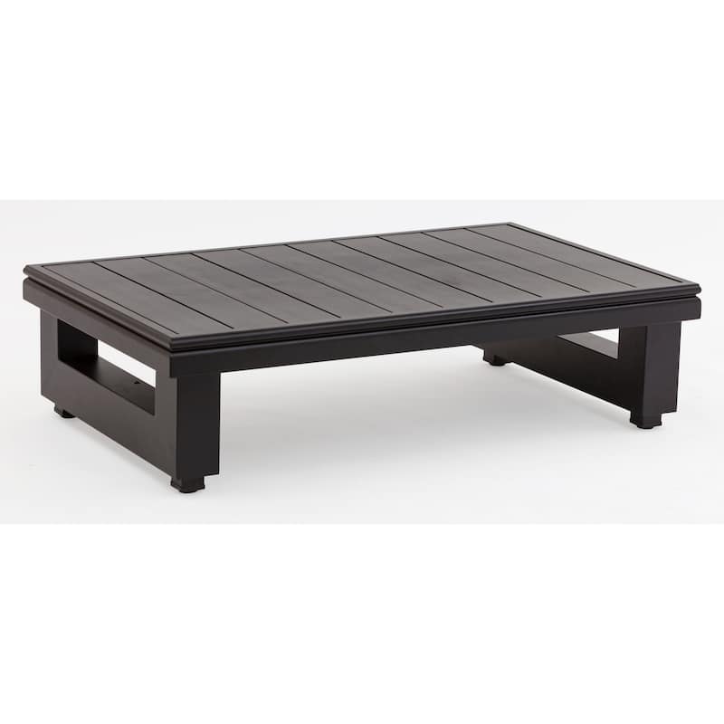 SAFAVIEH Couture Nealy Montford Teak Commercial Grade Coffee Table - 50 In W x 31 In D x 13 In H - 50Wx31Dx13H - Black