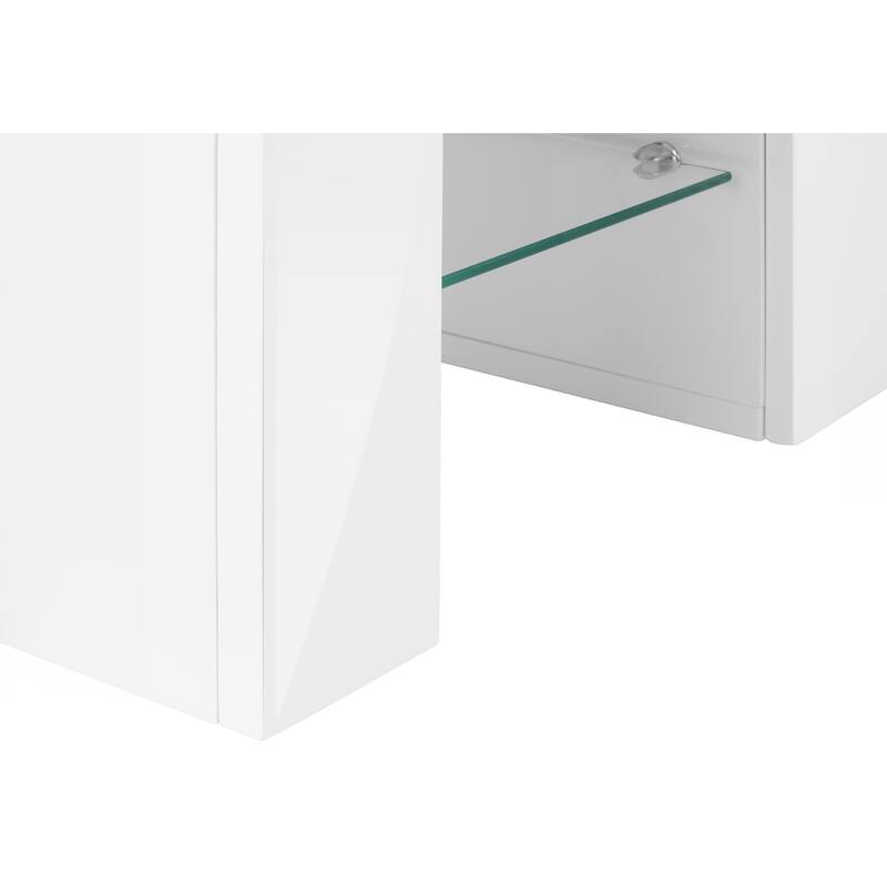 Modern 63" TV Console Entertainment Center with Storage Drawers, Glossy White Finish